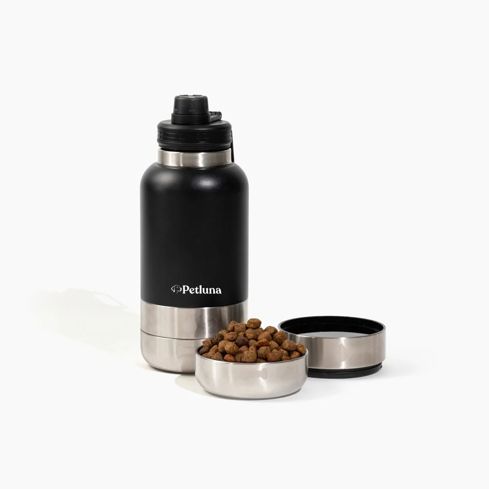 PETLUNA Hunde-Wasserflasche mit abnehmbaren Schüsseln