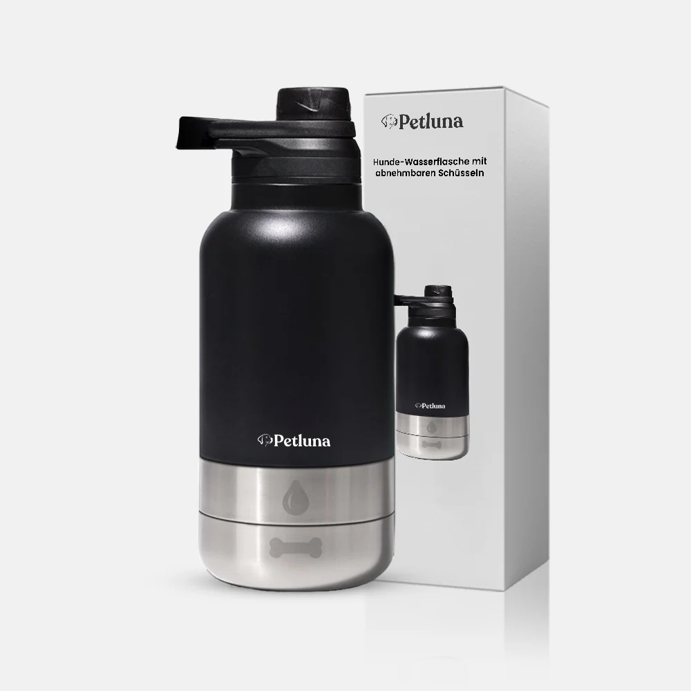 PETLUNA Hunde-Wasserflasche mit abnehmbaren Schüsseln